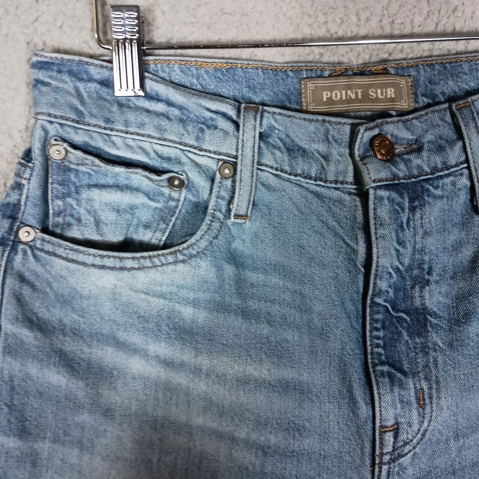 Point Sur Jeans Donna 28 Blu Denim Lavaggio Medio Gamba Dritta Zip Fly Retrò Y2K - Immagine 4 di 4