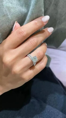 2Ct Round Cut Lab-Created Diamond Bridal Set Ring 14K White Gold Plated