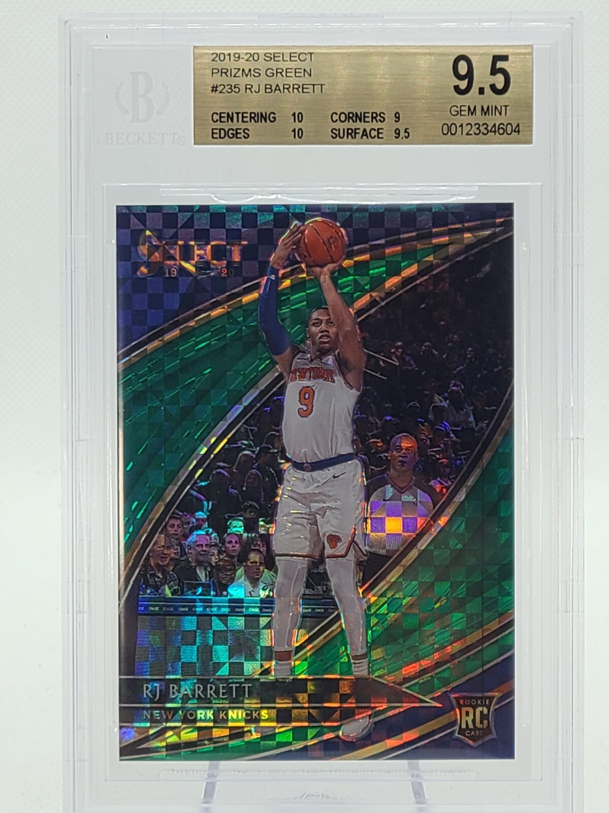 2019 Select Courtside Level Green Prizm #1/5 1st Print RJ Barrett RC Bgs 9.5 Gem