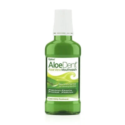 OPTIMA AloeDent Aloe Vera Cool Minty Freshness Mouthwash Fluoride Free - 250ml X 4