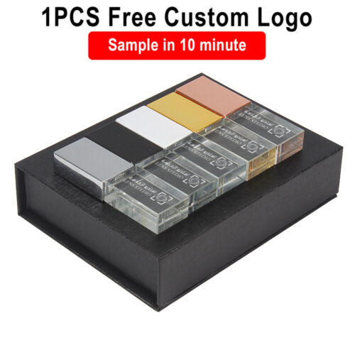 Free Custom Logo Crystal USB Flash Drive 8G Real Capacity Pen Drive Thumb U Disk - Picture 1 of 25