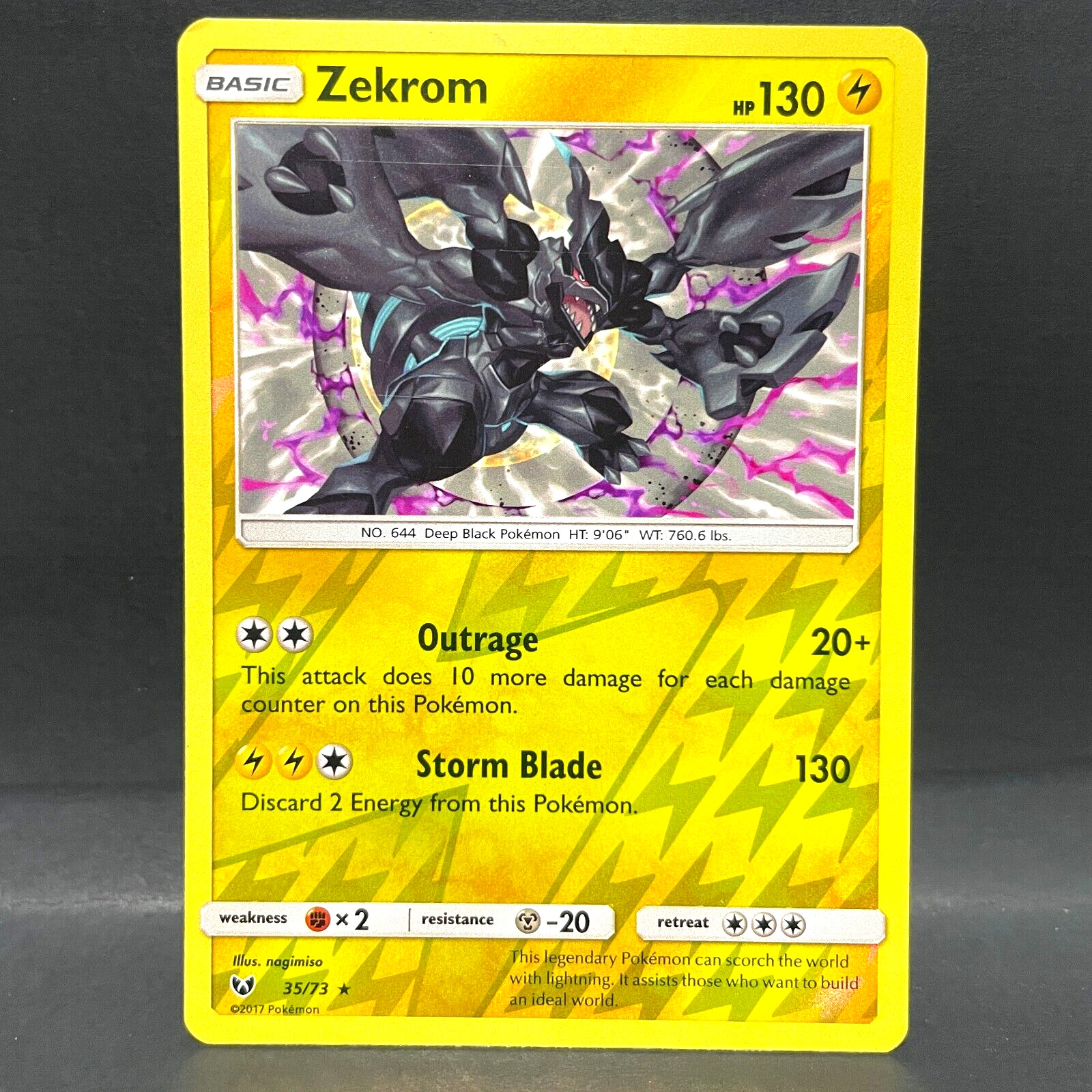 2017 POKEMON SHINING LEGENDS ZEKROM 35/73 REVERSE HOLO (RARE)