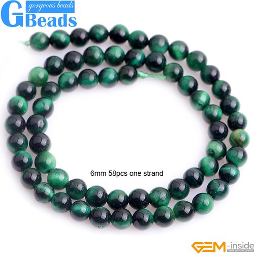 Natural Stone Green & Blue Tiger Eye Beads Jewelry For Jewelry Making 15" - Picture 9 of 80