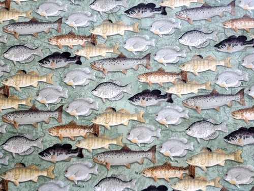 Patty Reed Designs 2008 Fabric Traditions Fish Print Fabric Sold by the yard - Picture 4 of 6
