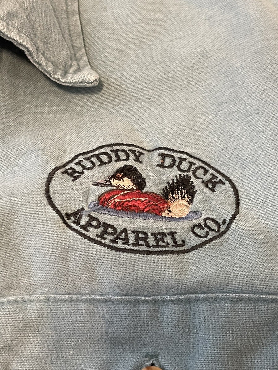 Vintage Ruddy Duck Apparel Co. Blue Shirt Duck Hunting USA Made Sz XXL View 3