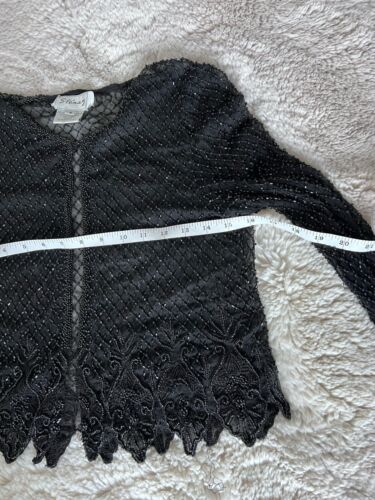 Stenay Sheer Beaded Black Evening Open Jacket Silk Lined Womens Size 6 - Picture 10 of 13