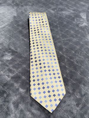 Stanford Executive Silk Yellow And Blue Geometric Neck Tie