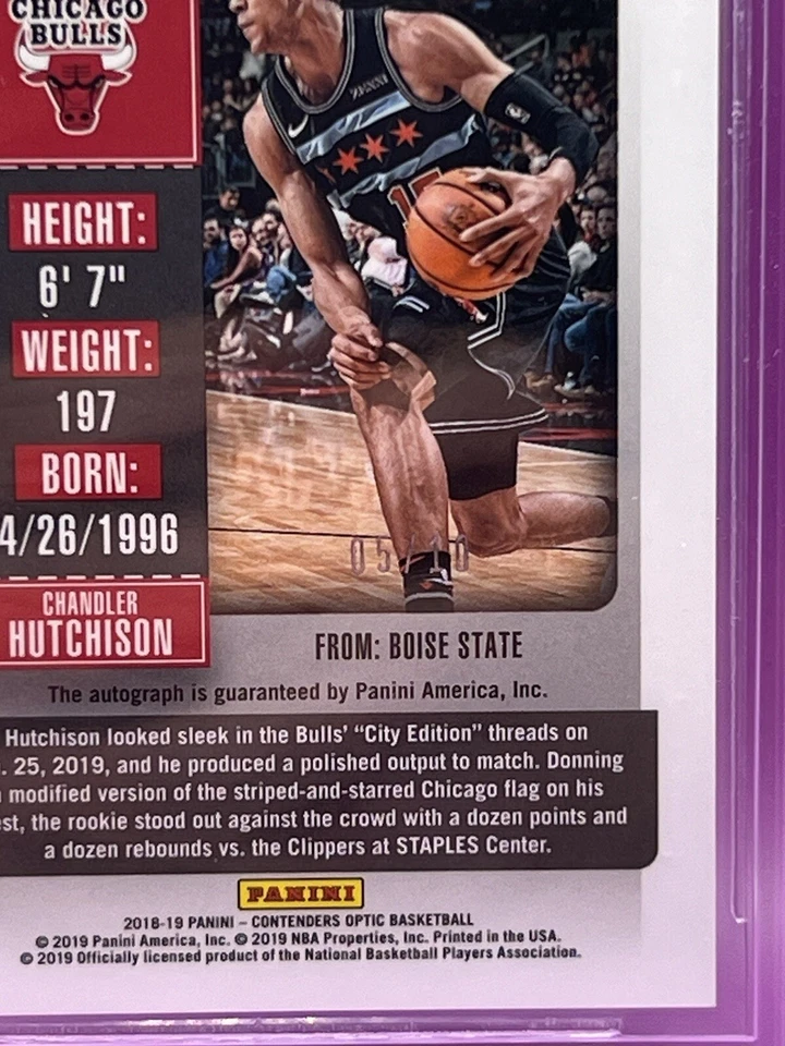2018-19 Contenders Rookie Ticket Chandler Hutchison AUTO Prizm GOLD /10 BGS 9.5 - Image 3 of 3