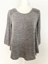 Style  Co. Womens Knit Sweater Size S Gray Scoop Neck Lace Trim 3/4 Sleeves