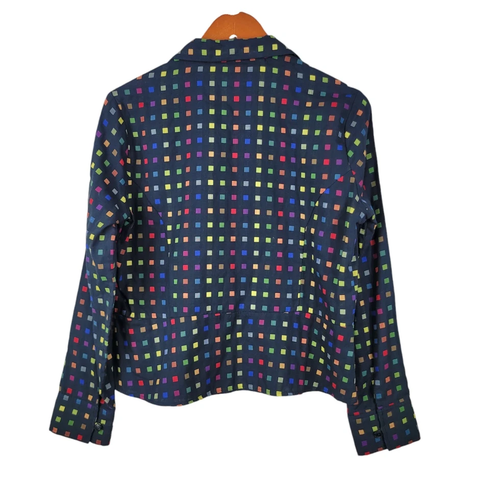 Christopher Banks Jacket sz Medium Blazer Rainbow Check Plaid Career Lightweight - Image 3 of 4