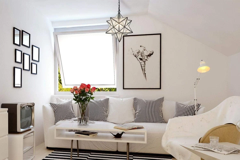 16" Modern Moravian Star Pendant Light Seeded Large Glass Star Lights with Chain - Image 3 of 4