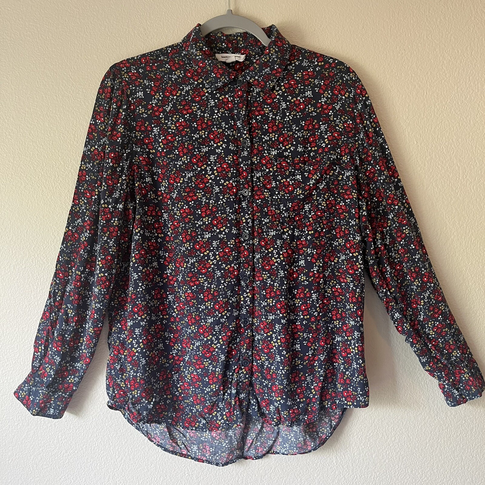 BeachLunchLounge Floral Pattern Button Down Top S… - image 1