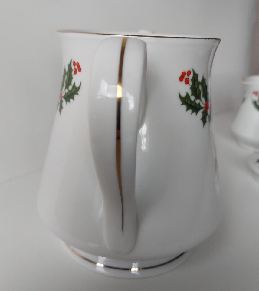 Proper Chinese Tea Set 3 Piece Christmas Holly Fine Porcelain China Tea Set Gold Trim | eBay