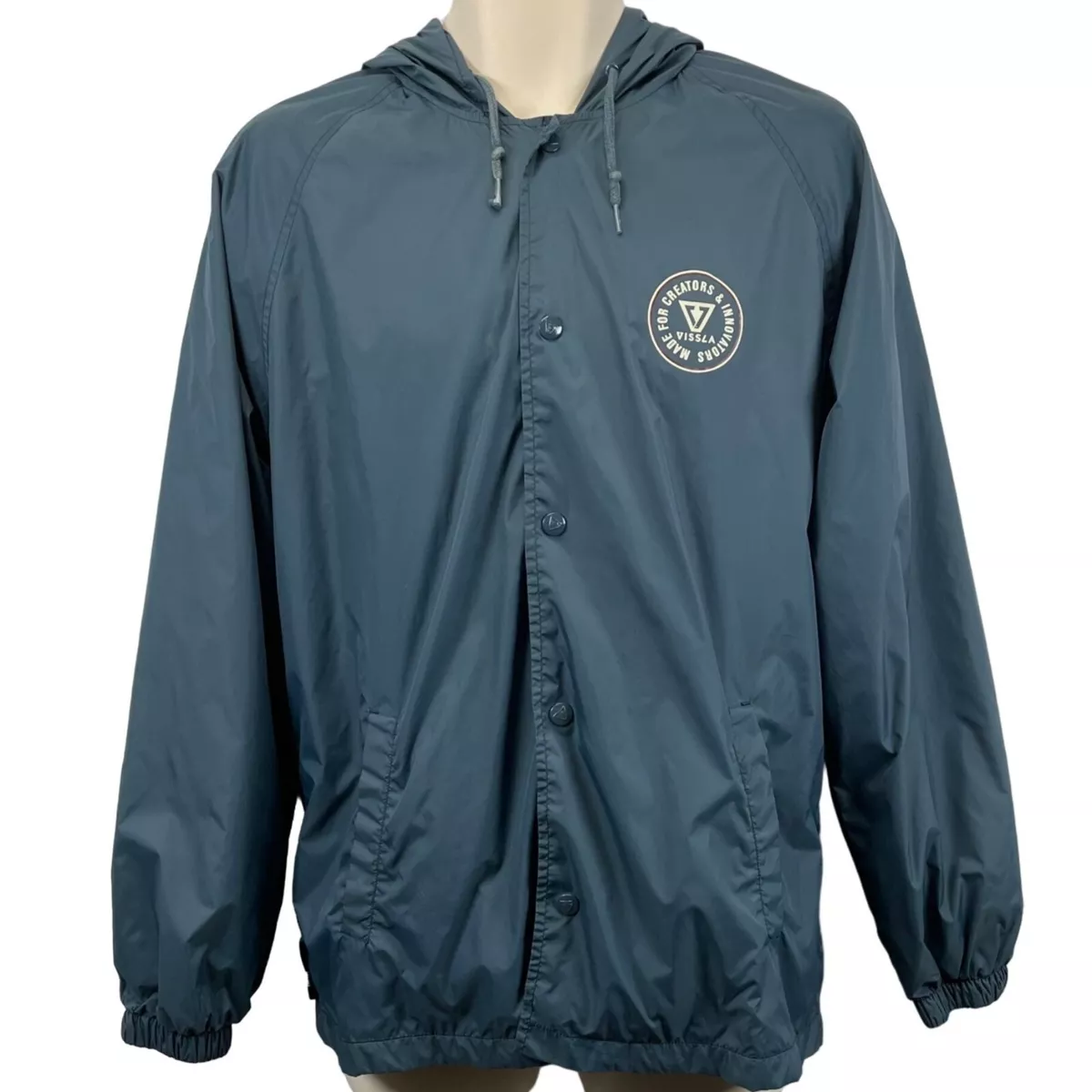 Vissla Windbreaker Jacket Coat Medium Snap front Hood Surf