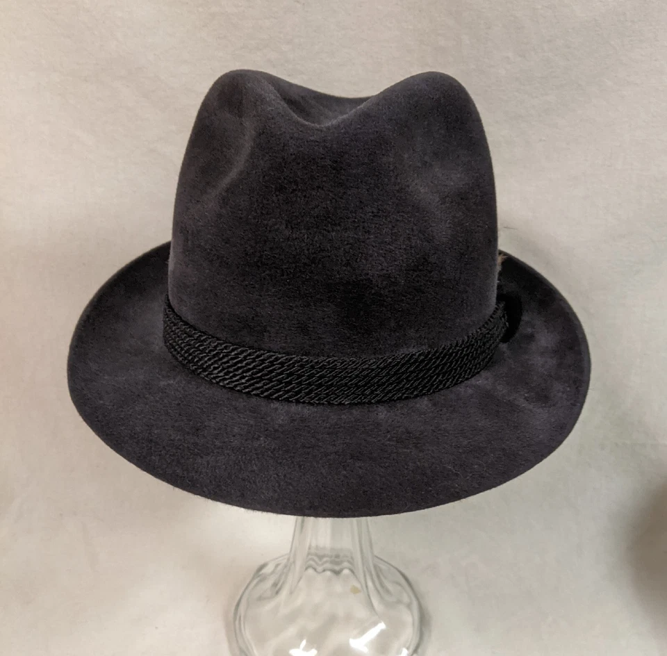 Sombrero Fedora De Colección Dobbs Fifth Avenue Nueva York Talla 6 7/8 Gris Oscuro Foto 2 de 4