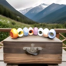 Easter Egg Pastel Ceramic Napkin Rings Set 8 Stand 3" Tall 2" Wide