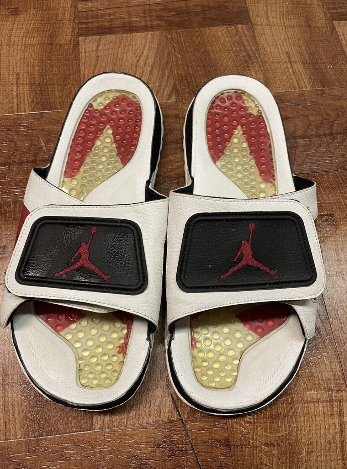 Rare Nike Air Jordan Hydro 5 Slides Black and Red Size 11 Flip Flops NBA