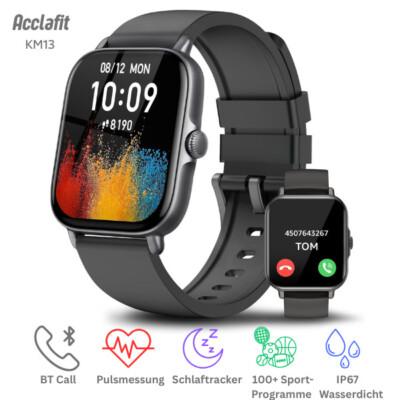 Smartwatch Damen Herren mit Telefon Funktion, Herzfrequenz für Android und iOS