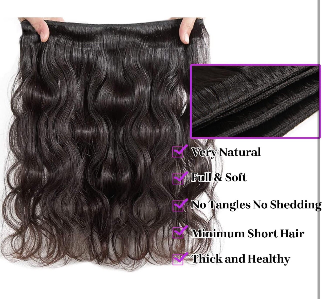 Brazilian Body Wave 100%  Hair Piece 3 Bundle (18”,20”,22”)Human Hair Extensions