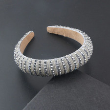 LUXURY HANDMADE SILVER RHINESTONE HEADBAND HAIR ACCESSORY, BRIDAL OR RACES