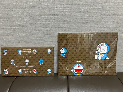 2set GUCCI x Doraemon Collaboration Novelty Notebook Memo Pad New Japan
