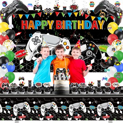 Folat 24968 Decorazione per feste con videogiochi - Set di striscioni con lettere - Happy Birthday - Level Up - 1,5 metri - Decorazioni di compleanno per feste da Gaming Gamer