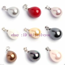 3pcs Genuine12x16mm Natural Colorful South Sea Shell Pearl Drop Necklace Pendant