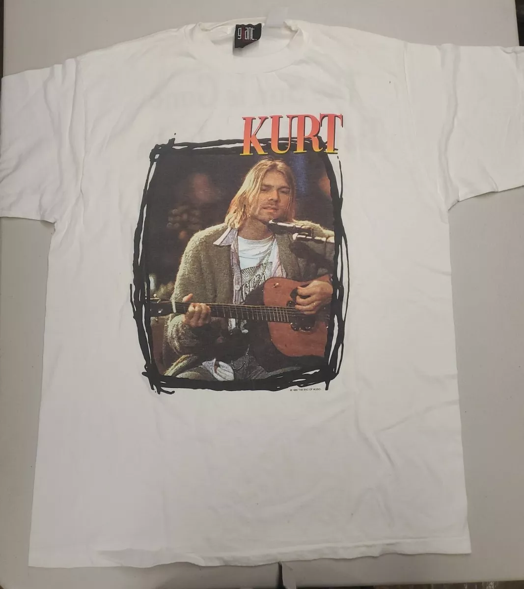Vintage 1995 Kurt Cobain Memorial T-Shirt Nirvana Unplugged Giant Tag Large