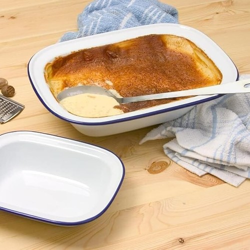 NUOVO PIATTO DA FORNO BISTECCA FALCON TORTA PIATTO LATTA SMALTO OBLUNGO 26CM - Foto 2 di 5