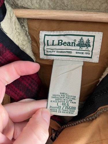 Vintage L.L Bean Brown Parka Coat Sherpa Lined Hooded Size L - Picture 3 of 17