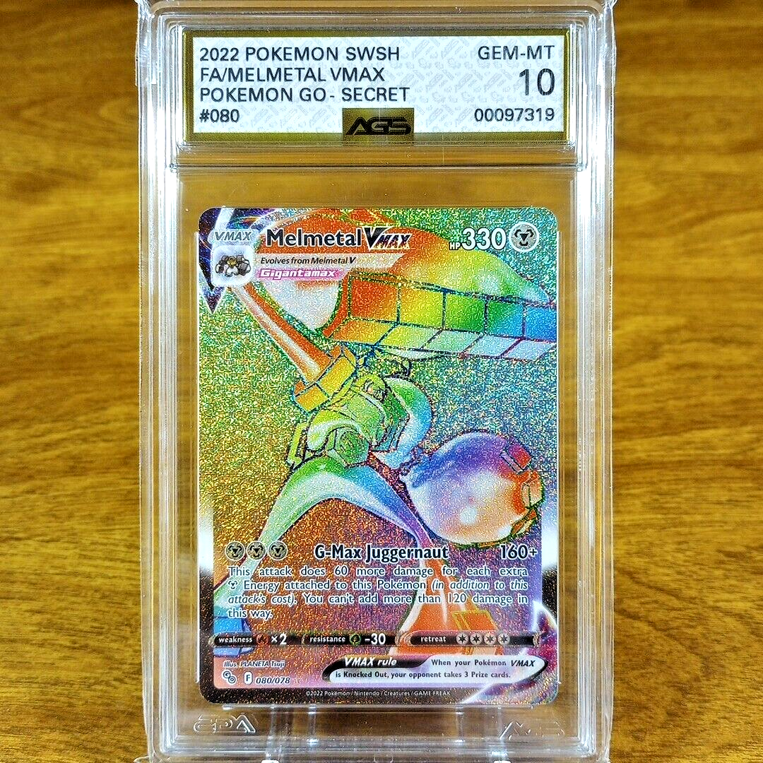 Pokemon Go SWSH Secret Melmetal VMAX 080/078 AGS Gem-MT 10 FA Holo