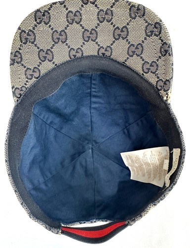 GUCCI Children Kids GG Cap Beige Blue Monogram Canvas Baseball Hat Large - Picture 7 of 9