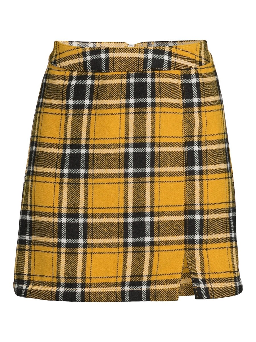 No Boundaries Women Juniors Yellow Plaid A-Line Flannel Short Skirt Sz  Small 3-5