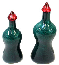 Two Borovier Art Glass Bottles Signed