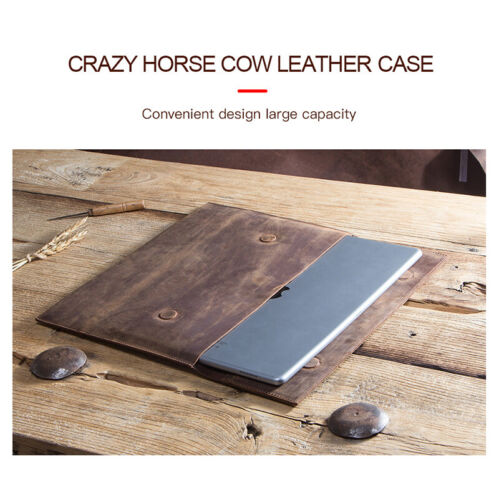 12"-13" Genuine Leather Tablet Carry Case Sleeve Bag For iPad Pro 13 Galaxy Tab - Picture 8 of 12