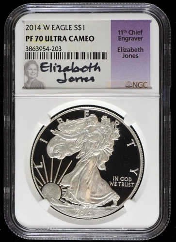 2014 W American Silver Eagle NGC PF 70 Ultra Cameo Elizabeth Jones Signature