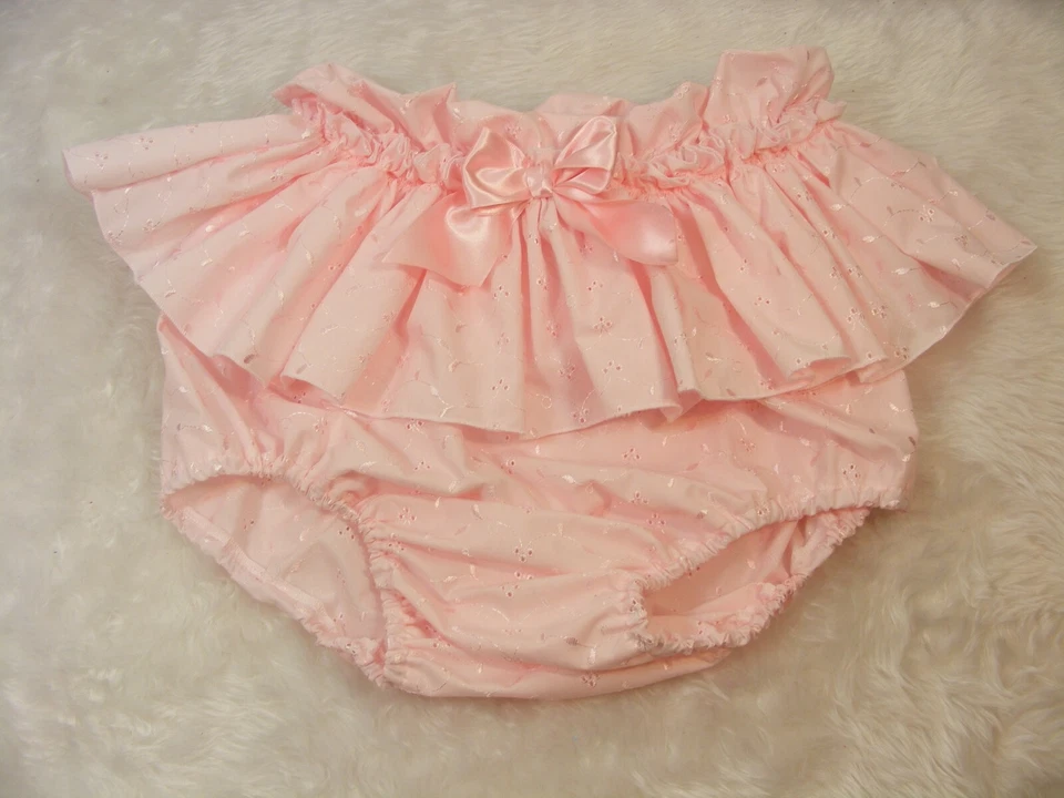 CUBIERTA PAÑAL ADULTO BABY SISSY rosa bordado inglés bragas forros opt Foto 3 de 4