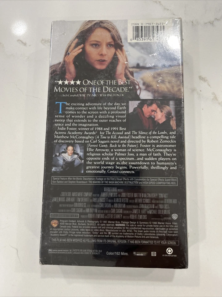 Contact (VHS 1998) Jodie Foster Matthew McConaughey BRAND NEW SEALED Watermark - Image 2 of 4