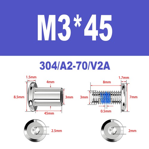 Möbelschrauben A2 V2A Hülsenschrauben M2-M6 Verbindungsschraube Möbelverbinder - Bild 37 von 122