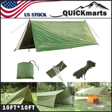 Waterproof Camping Tent Tarp Shelter Hammock Cover Lightweight Rain Fly 10x10 ft