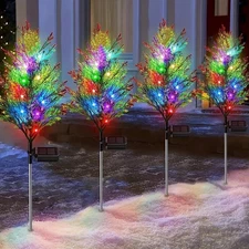 2-10pcs Solar Christmas Tree Stake Lights Xmas Outdoor Garden Pathway LED Lamp