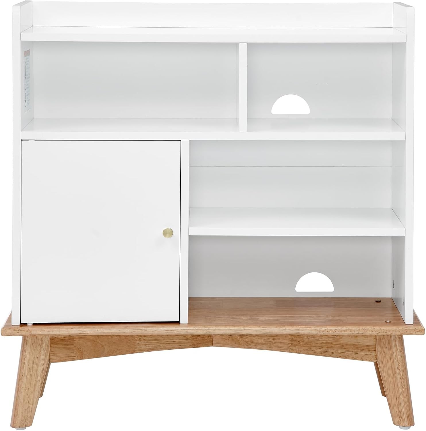 White Floor Cabinet with Door Entryway Storage Organizer