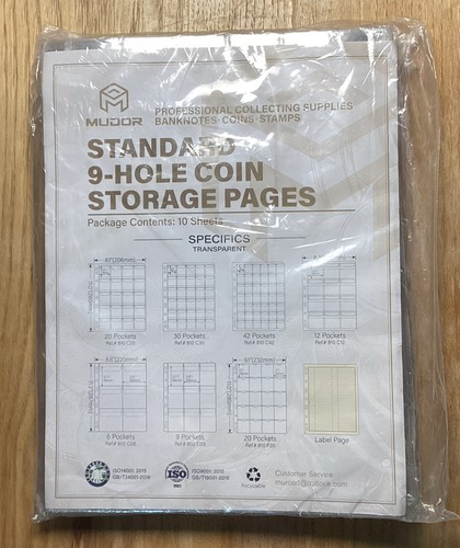 840 Pockets Coin Pages, 20 Sheets Pocket Inserts Collecting Sleeves for Coin