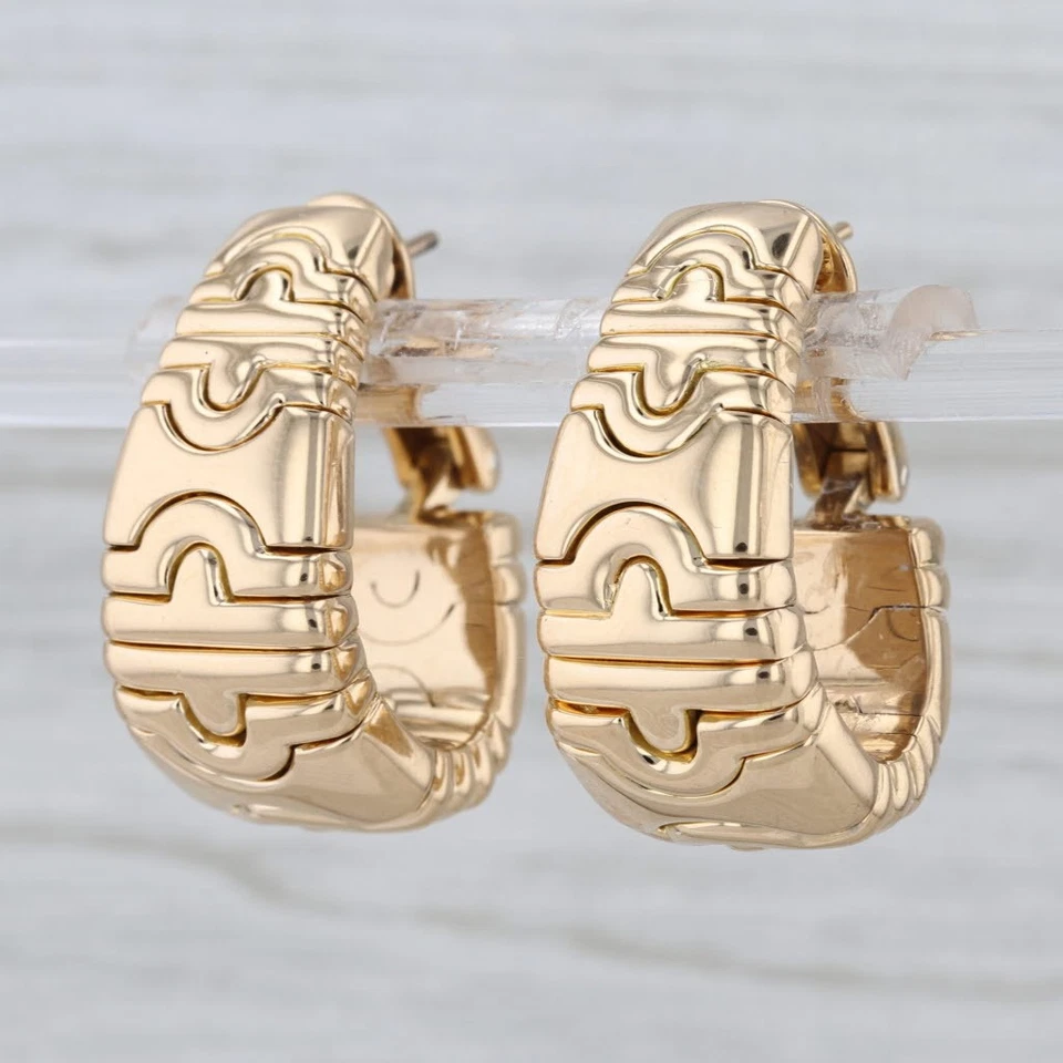 Bulgari Parentesi J-Hook Drop Earrings 18k Yellow Gold Omega Backs - Image 2 of 4