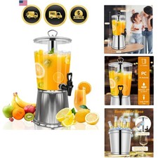 Beverage Dispenser With Stand Iced Drink Dispenser Water Jar Acrylic Stainles...