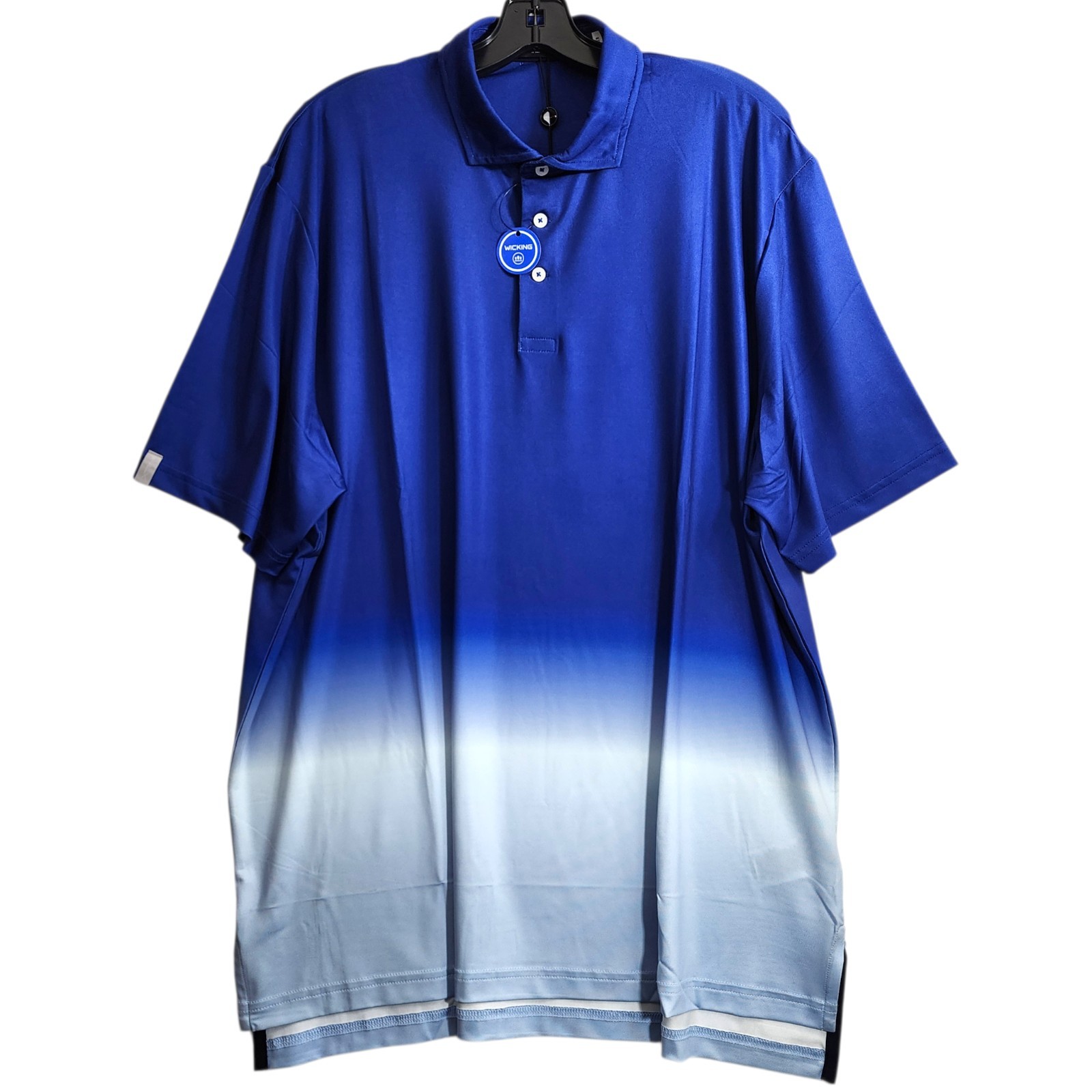 RLX RALPH LAUREN Polo Shirt Mens XL Blue White Ombre WICKING Golf Athleisure