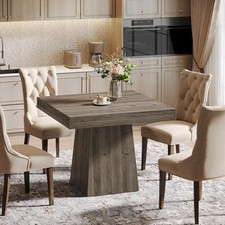 Square Dining Table for 4, 31.5-Inch Farmhouse Small Kitchen Dinner Table, Gray