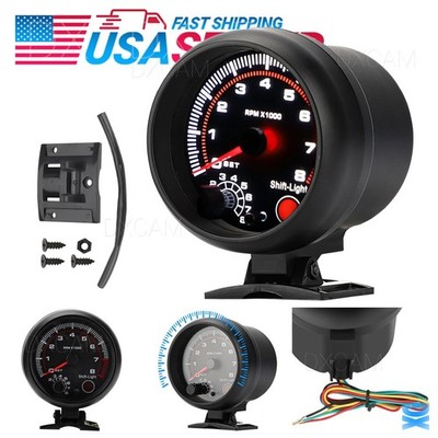 3.75'' 12V Car Tachometer Gauge Meter 0-8000 RPM With LED Shift Light Universal