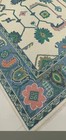 "Handmade Oushak Wool Rug – Ivory Base with Multicolor Geometric & Floral Motifs