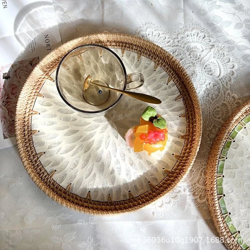 Mesa auxiliar redonda de 14 pulgadas para espacios pequeños decoración boho Foto 4 de 4